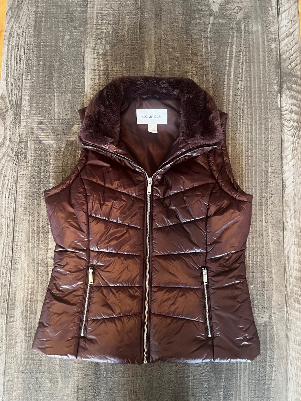 Calvin Klein Burgundy Puffer Vest